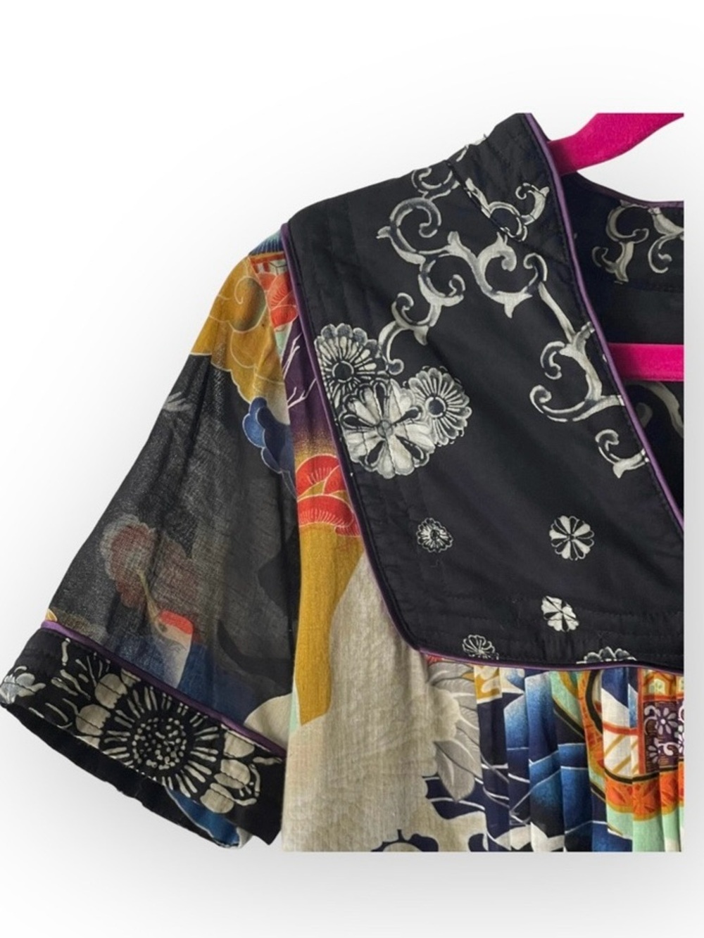 Y2K: Lucky Brand 𒀭 Asian Mixed Print Dress 𒀭Heavily Detailed Graphics 𒀭12 XXS - Picture 5 of 16